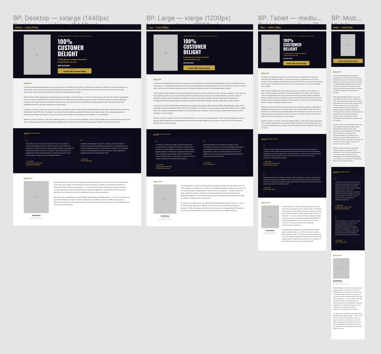 Figma design for the 100% Customer Delight project