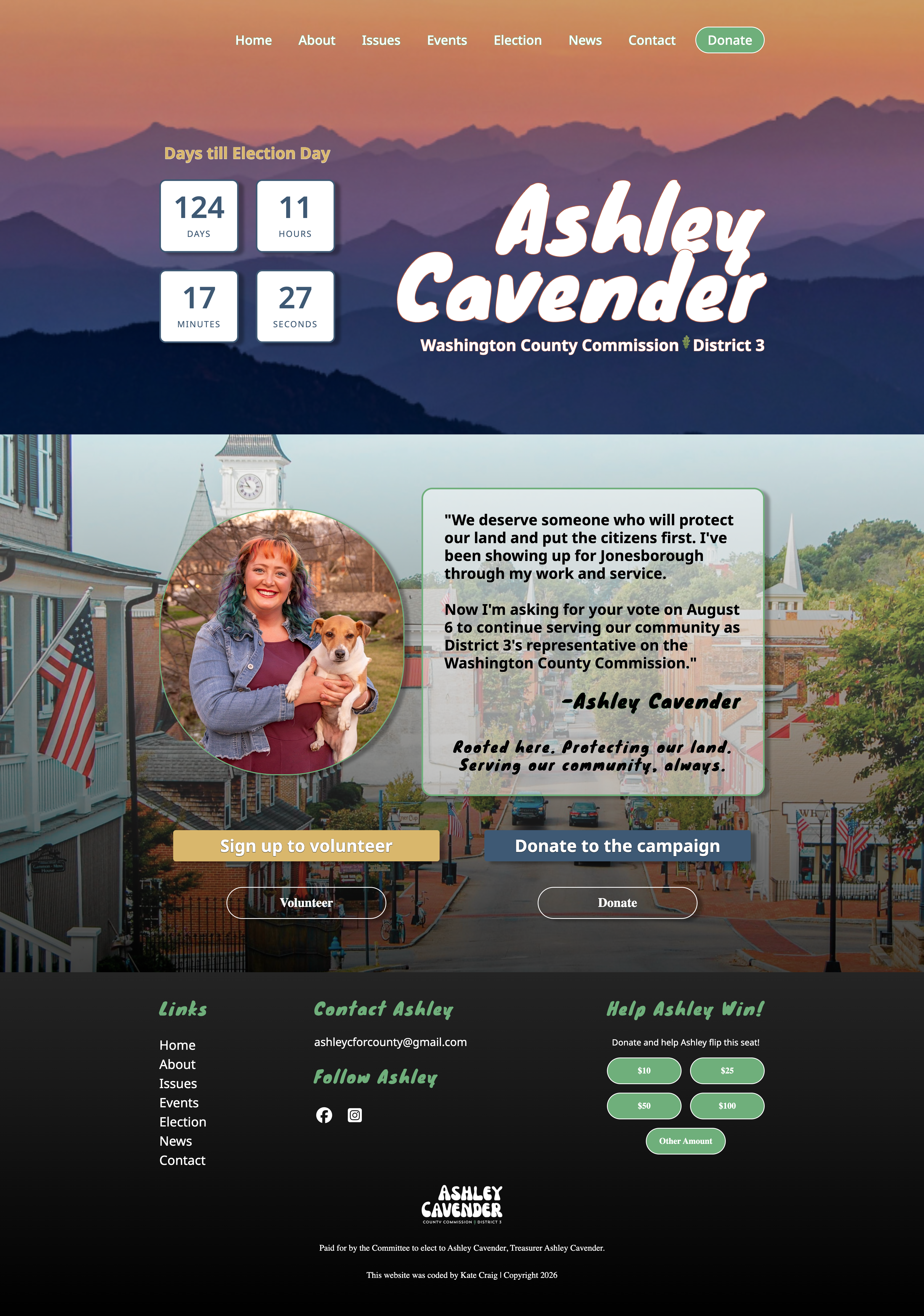 Ashley Cavender Home Page Screenshot