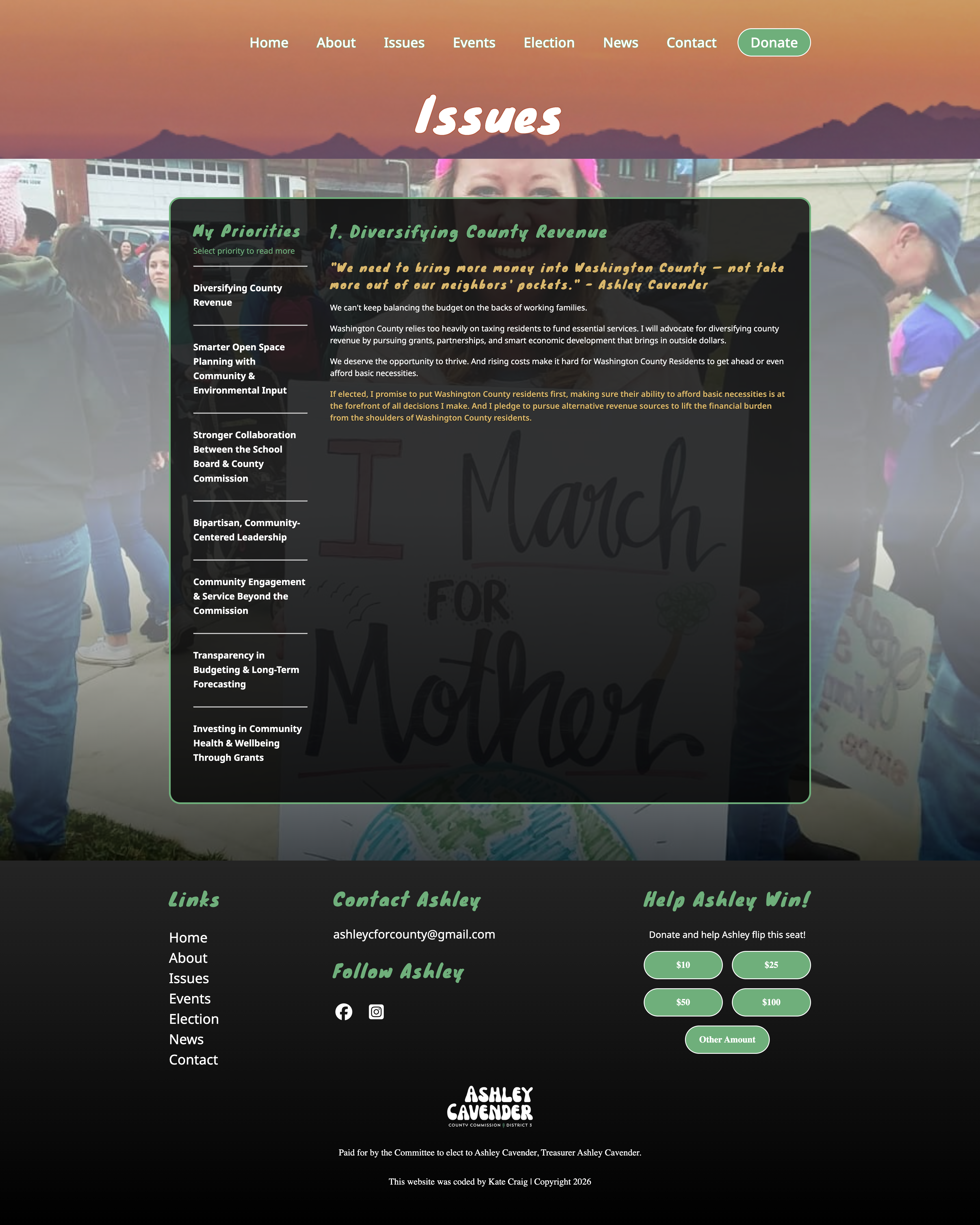 Ashley Cavender Single Issues Page Screenshot