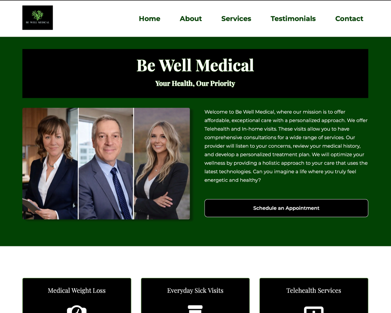 Be Well Medical Website project