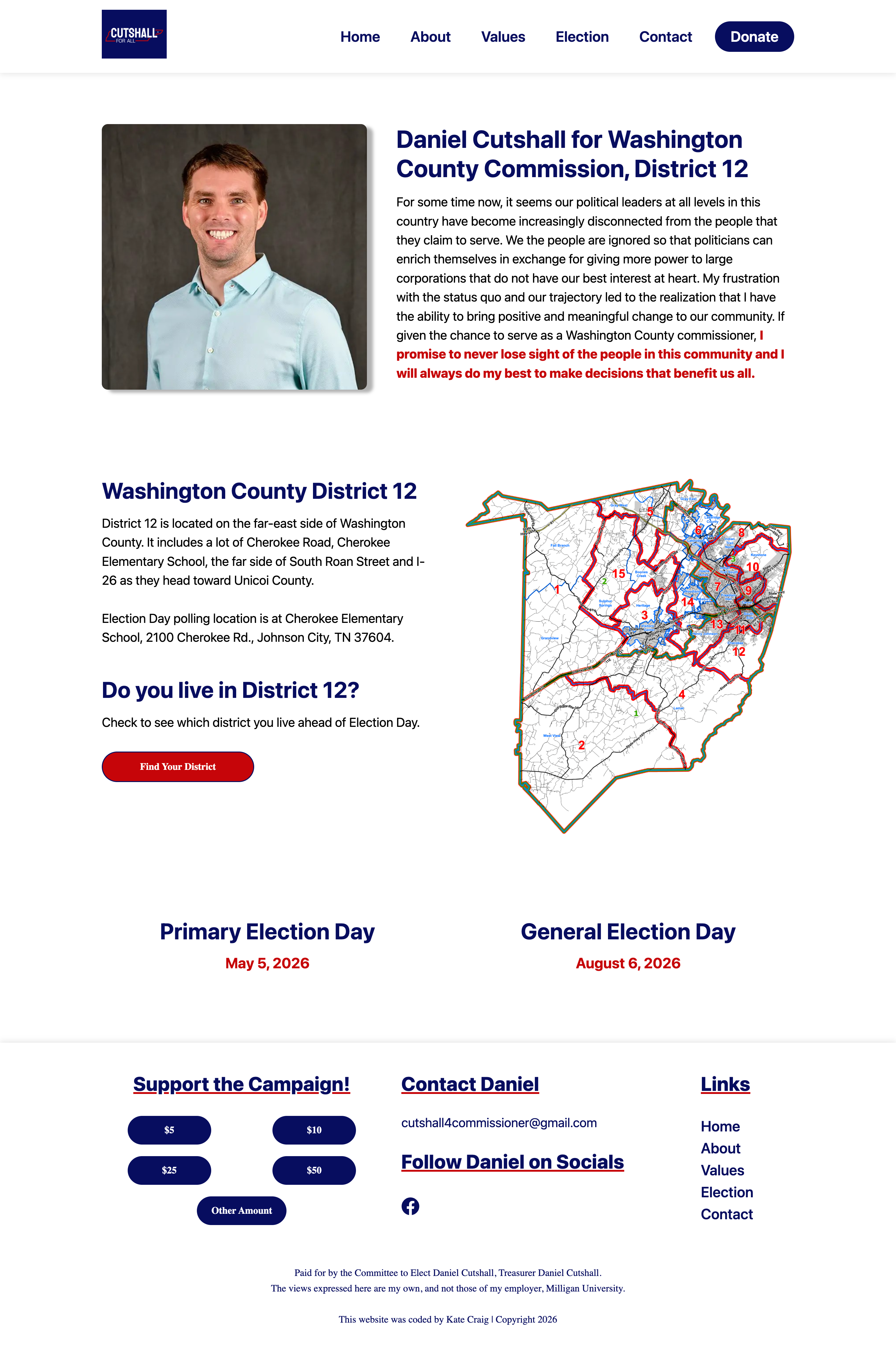 Daniel Cutshall Home Page Screenshot