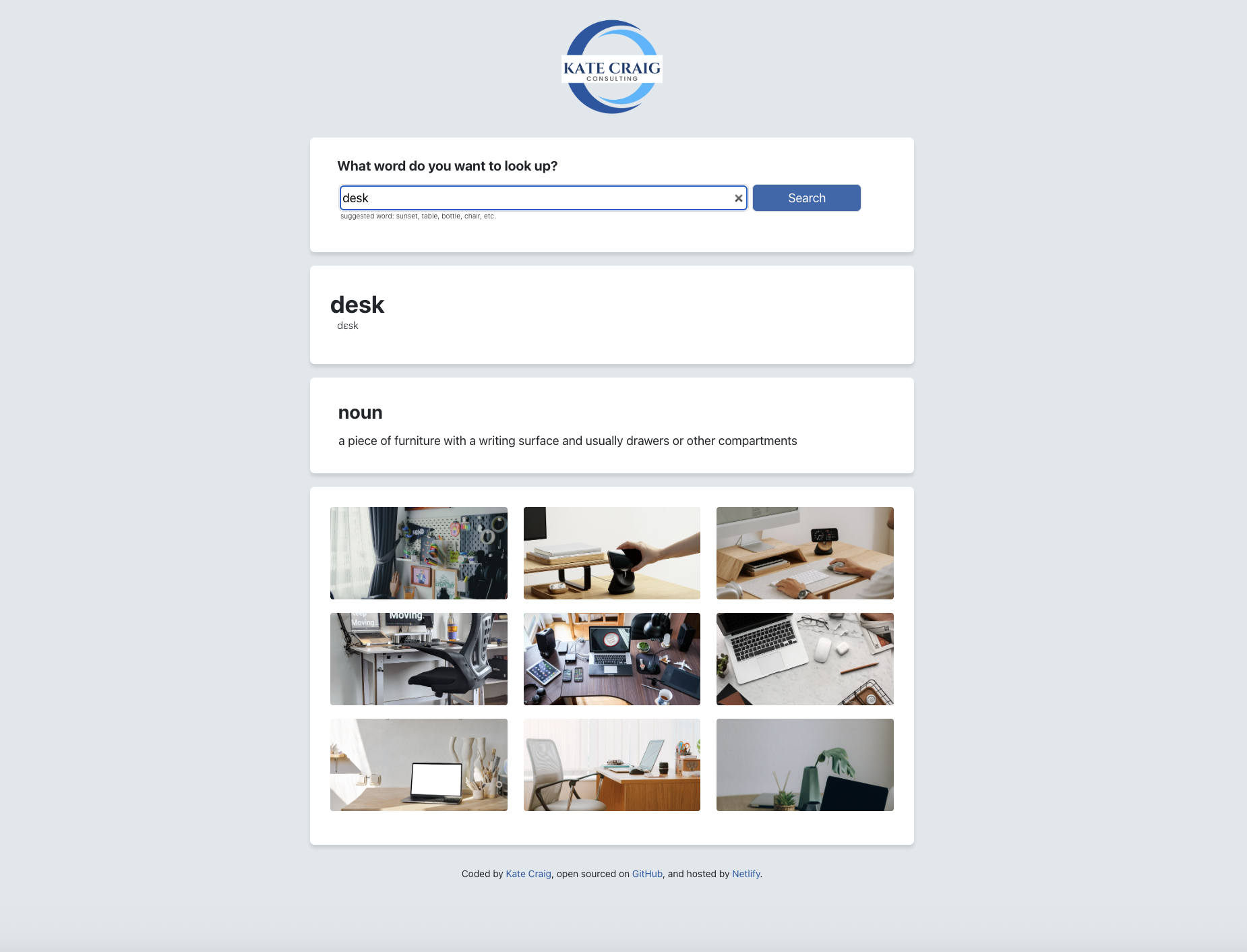 Dictionary Application project word defined screenshot