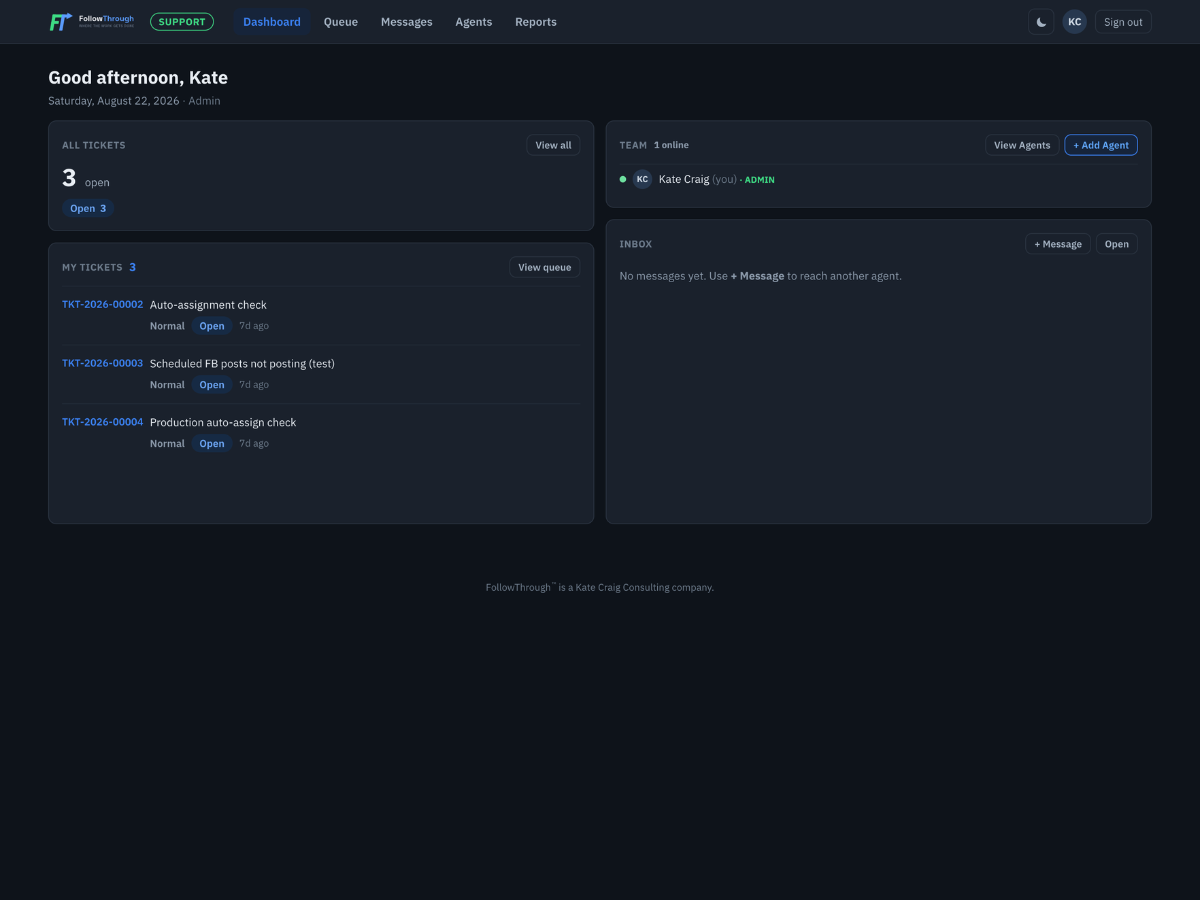FollowThrough Support Application Project