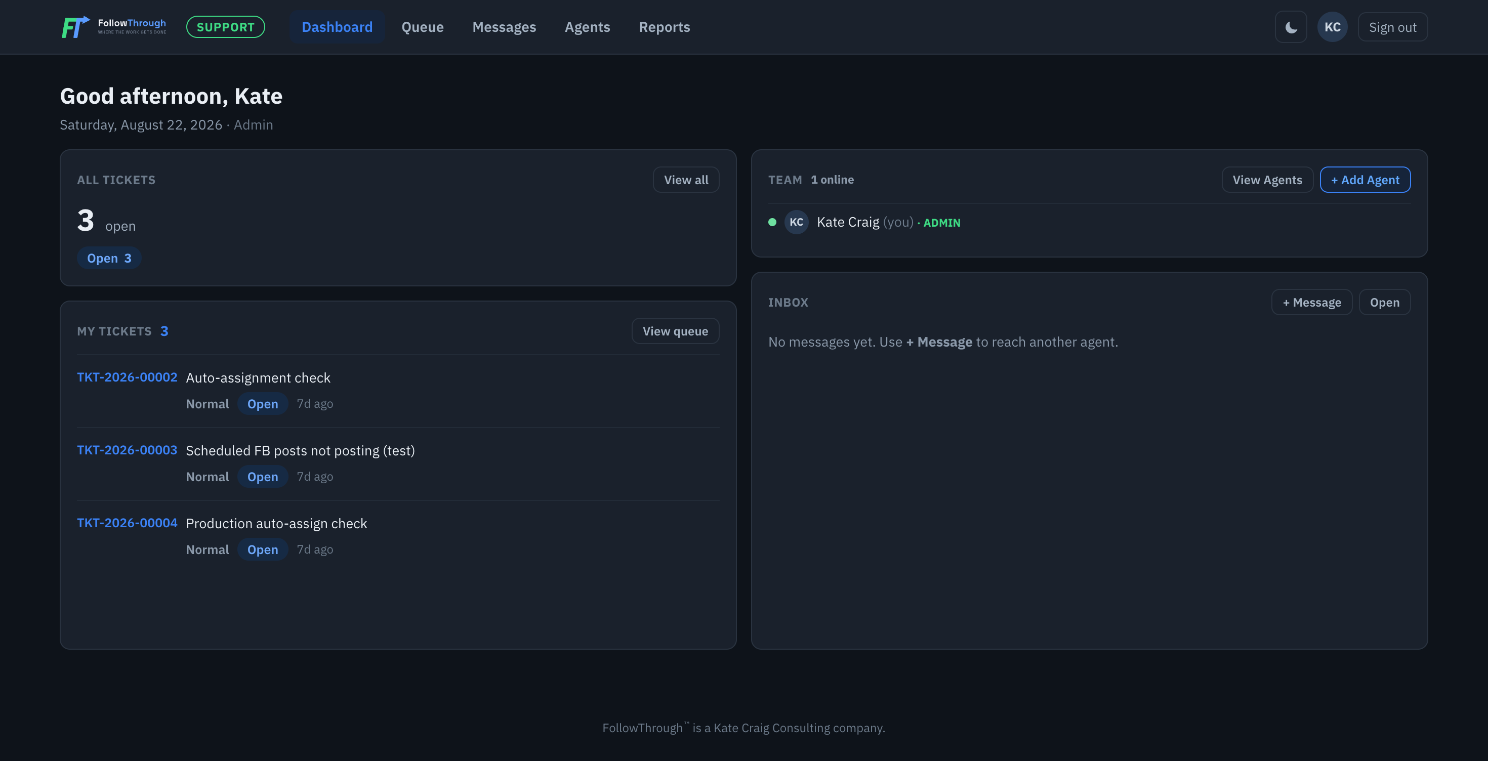 Follow Through Support Home Page Screenshot
