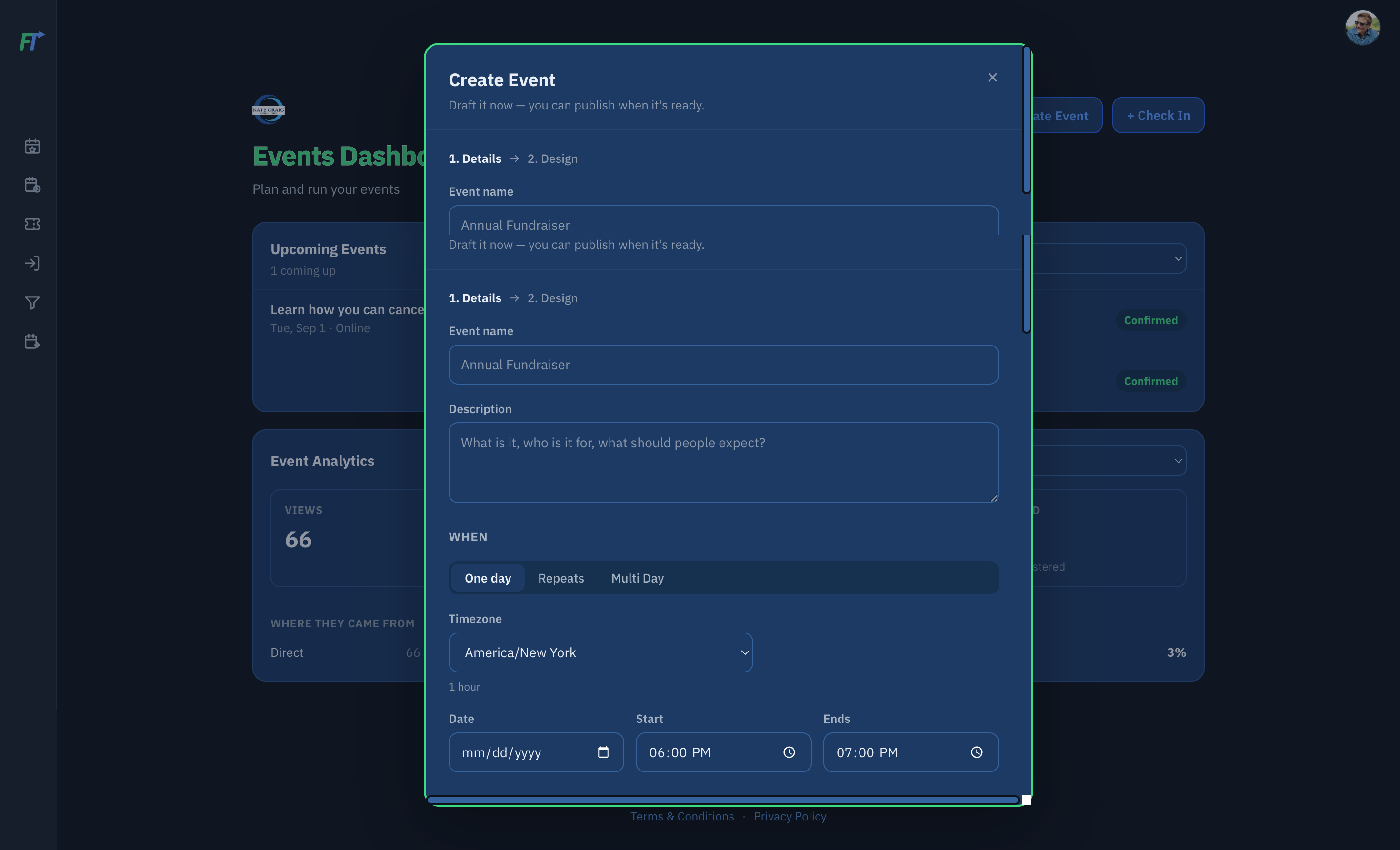 FollowThrough Events Page Screenshot