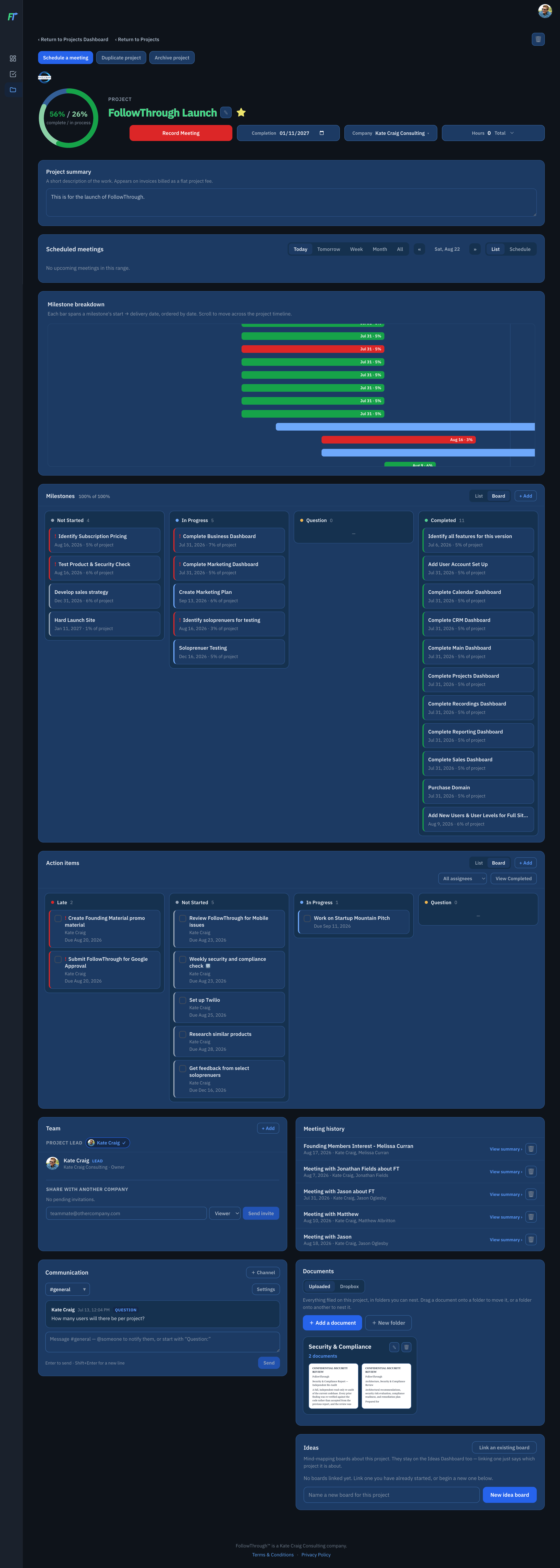 FollowThrough Projects Page Screenshot