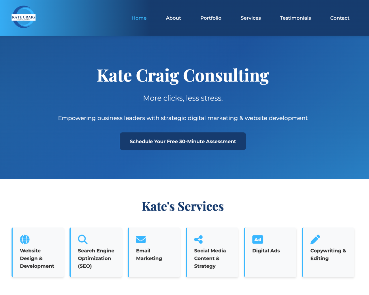 Kate Craig Consulting homepage project