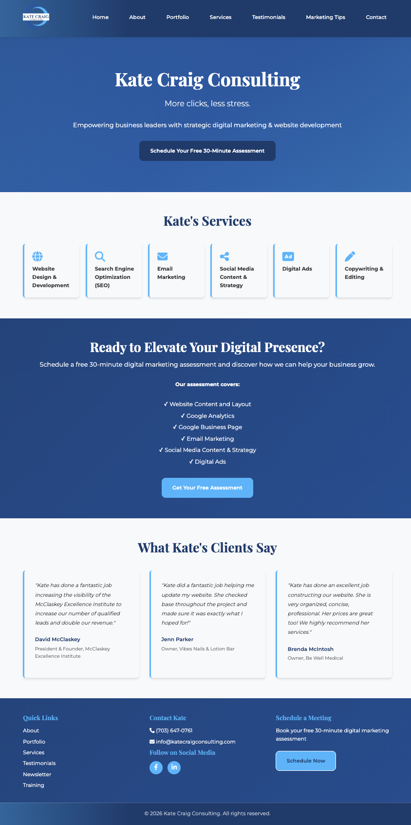 Kate Craig Consulting Home Page Screenshot