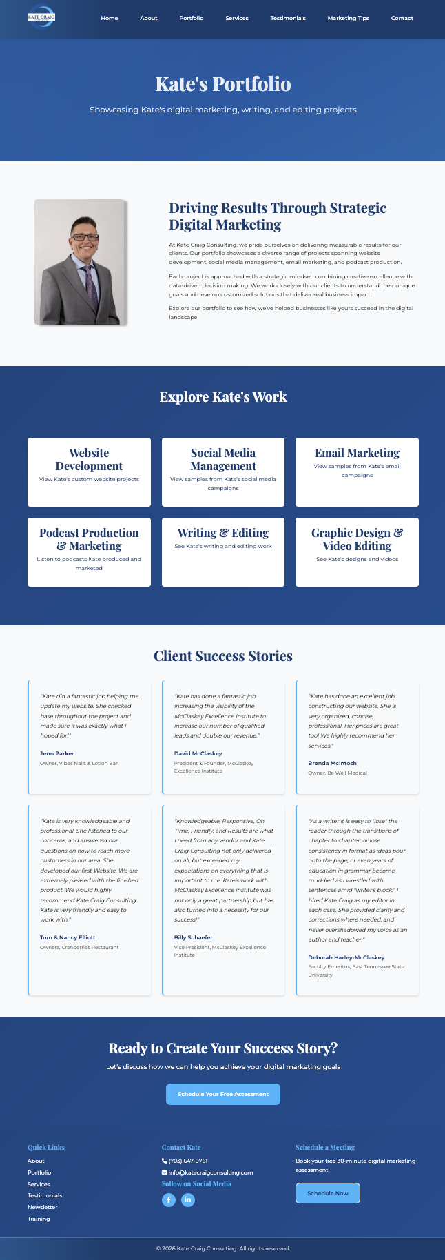 Kate Craig Consulting Portfolio Page Screenshot