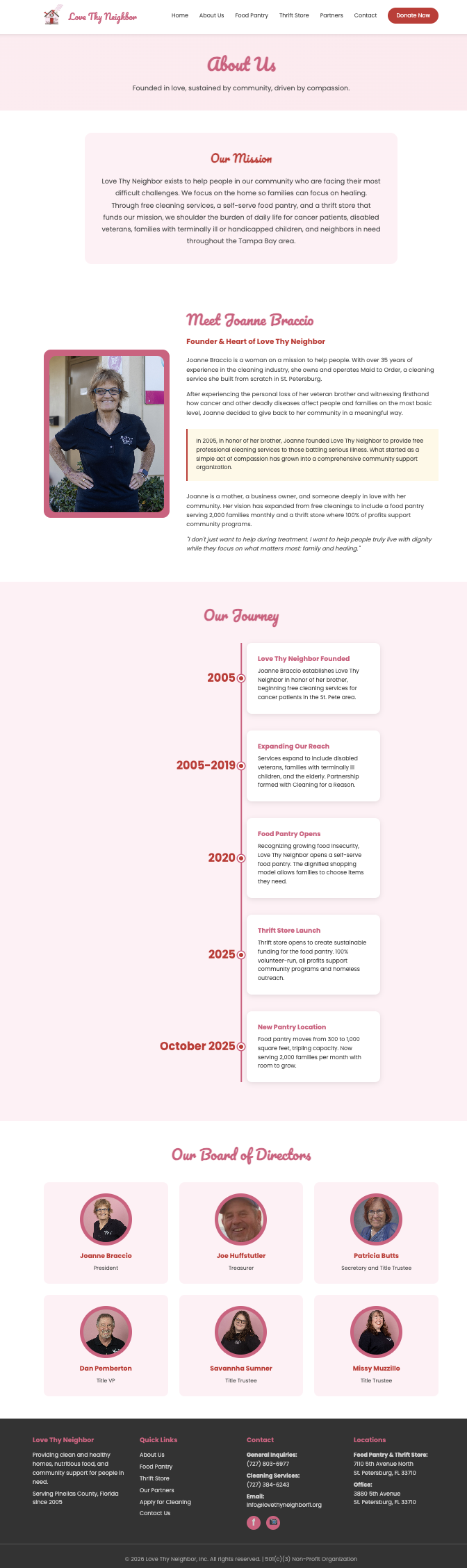 Love Thy Neighbor About Page Screenshot