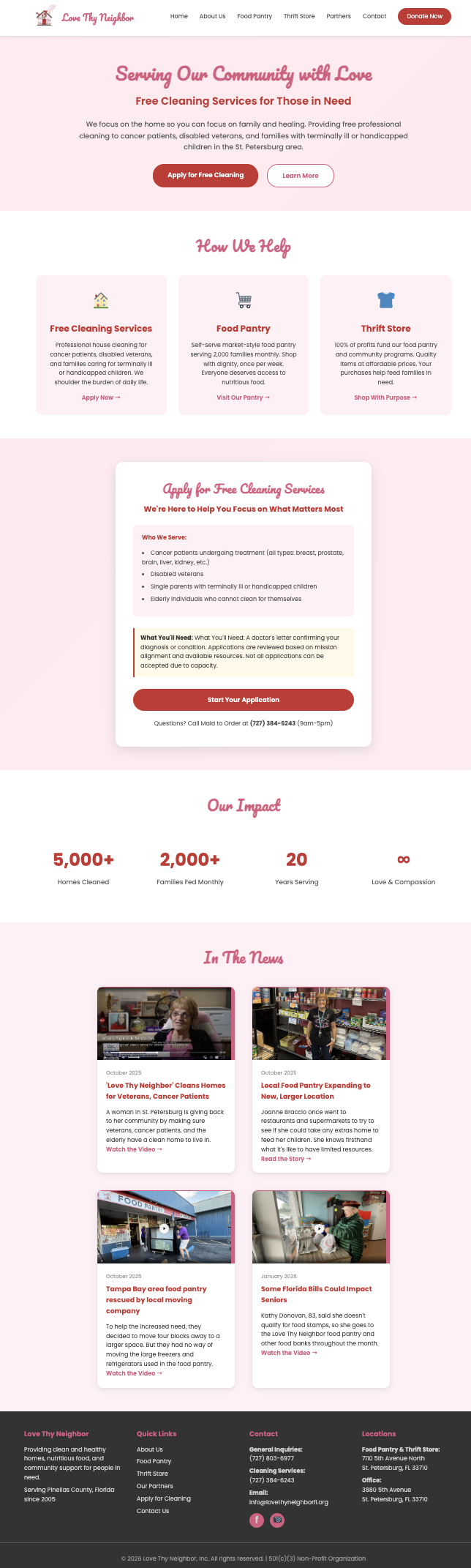 Love Thy Neighbor Home Page Screenshot