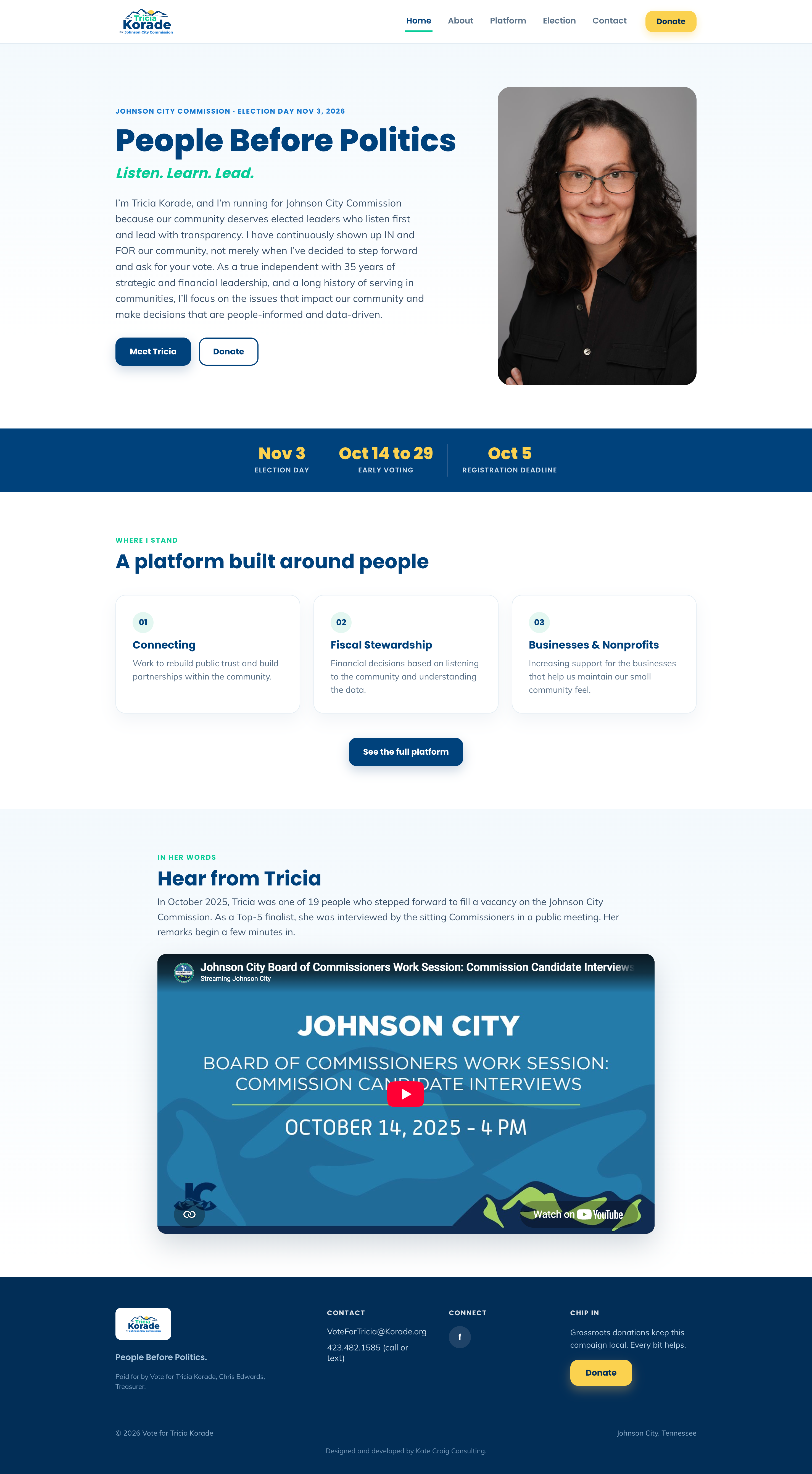 Tricia Korade Home Page Screenshot