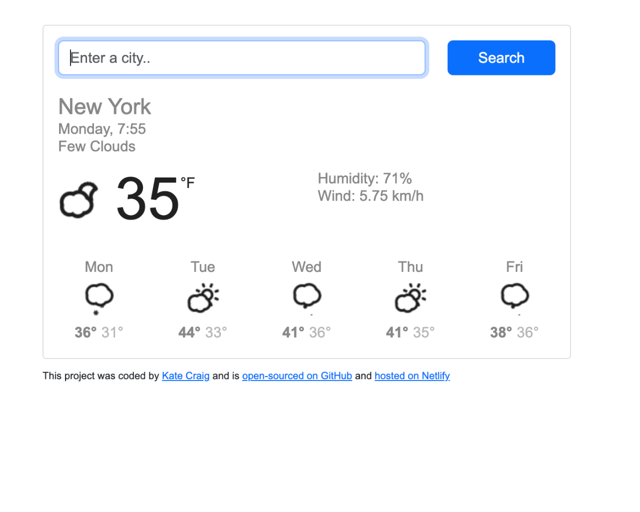 Weather Forecast Application project