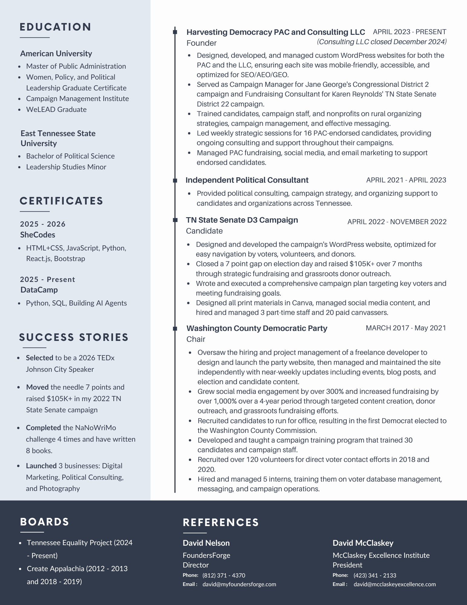 Kate Craig Resume Page 2